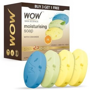 WOW Skin Science Moisturising Soap with Ceramide Vitamin C Green Tea Aqua Buy 3 Get 1 Free Pack