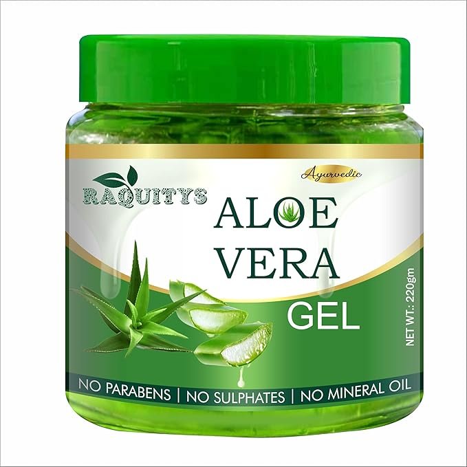 Raquitys Aloe Vera Gel 220gm Ayurvedic Skin and Hair Care Gel No Parabens No Sulphates