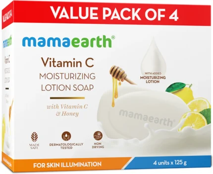 Mamaearth Vitamin C Moisturizing Lotion Soap ingredients – honey, lemon and mustard butter for glowing skin
