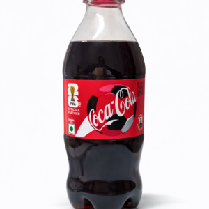 Coca-Cola 250ml plastic bottle with red label on white background