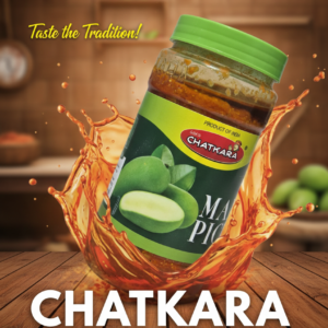Chatkara Mango Pickle jar with traditional Indian aam achar