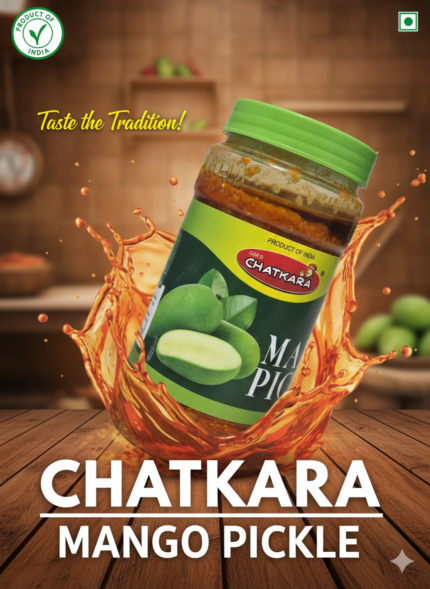 Chatkara Mango Pickle jar with traditional Indian aam achar