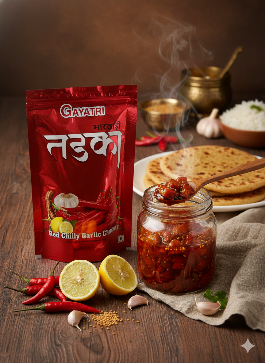 Gayatri Red Chilly Garlic Chutney spicy Marwadi style lahsun chutney pack