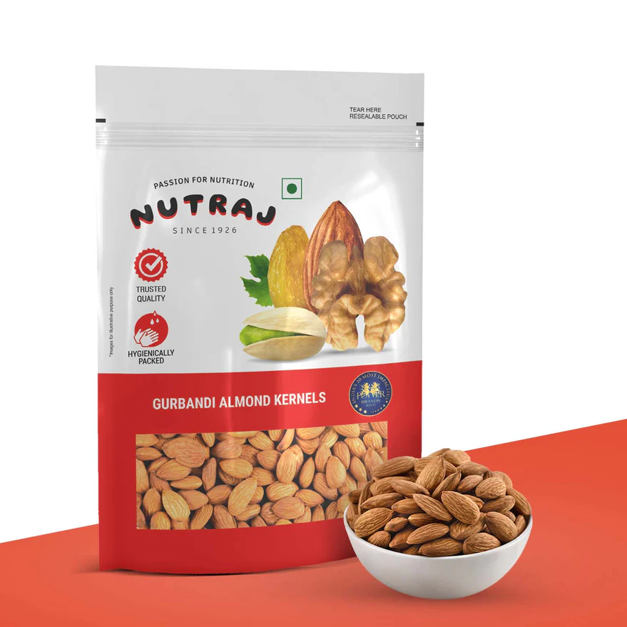 Nutraj Gurbandi Almond Kernels premium quality badam resealable pouch