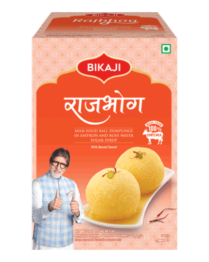 Bikaji Rajbhog milk solid ball dumplings sweet in saffron and rose water, 1.25 kg box pack