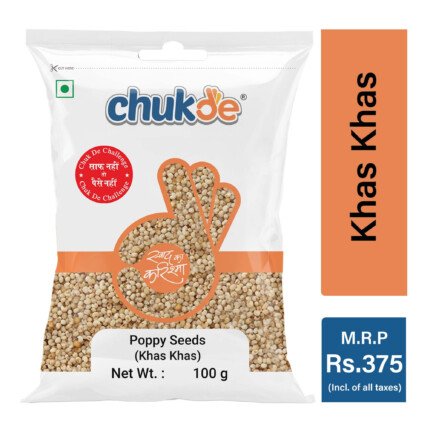 Chukde Poppy Seeds (Khas Khas) 100g pack front view with MRP label