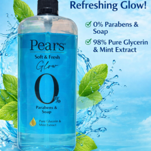 Pears Soft & Fresh Glow Body Wash 750ml with Pure Glycerin and Mint Extract, 0% Parabens & Soap