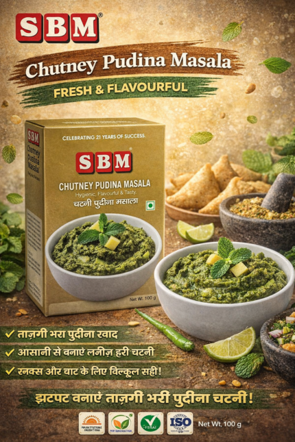 SBM Chutney Pudina Masala mint chutney spice mix for snacks and chaat