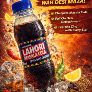 Lahori Masala Cola bottle back label with manufacturing details