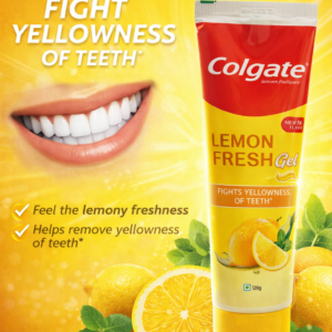 Colgate Lemon Fresh Gel Toothpaste 120g tube with lemon flavor for fighting yellow teeth