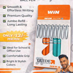 WIN Guide ball pen pack of 10 smooth writing premium quality jumbo refill colorful pen set