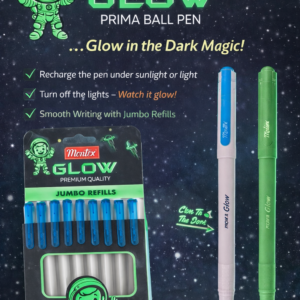 Montex Glow Prima ball pen glow in the dark jumbo refill smooth writing blue ink pack of 10