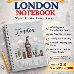 London theme spiral notebook A4 size 400 pages with stylish Big Ben cover design