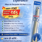 Pilot Hi-Tecpoint 05 blue pen pack with 0.5mm extra fine tip smooth writing pen