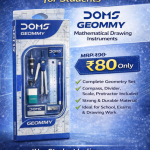 DOMS Geommy mathematical drawing instruments geometry box with compass, divider, ruler, and protractor set