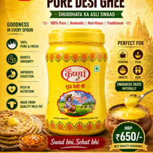 Radhey Krishna Pure Desi Ghee 1 Litre jar – natural, traditional cow ghee rich in nutrition