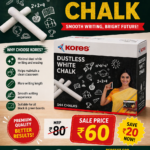 Kores Dustless White Chalk Box 144 Pieces Front View