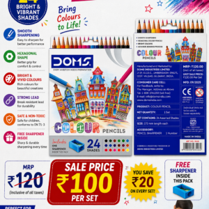 DOMS 24 Colour Pencils Back Side with Product Details MRP ₹120