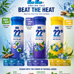 VI-JOHN 22 Degree Cooling Talc Musk Neem Mint prickly heat powder bottle