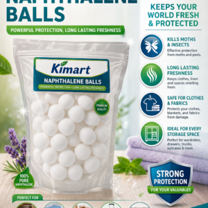 Kimart Naphthalene Balls white mothballs in transparent pouch for clothes protection and freshness