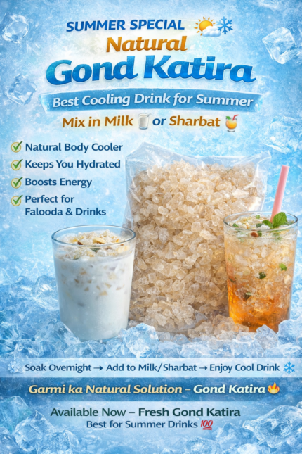 Gond Katira edible gum crystals for summer drink soaked in water used in milk and sharbat for cooling effect