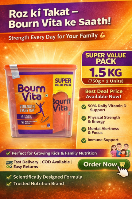 Bourn Vita Super Value Pack 1.5kg health drink container front view India