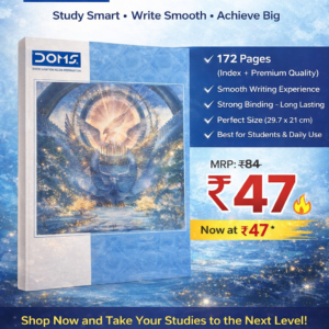 DOMS Premium Exercise Book with blue cover featuring a phoenix artwork, 172 pages student notebook for school and daily use