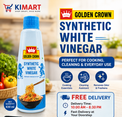 Golden Crown Synthetic White Vinegar 630ml bottle – premium synthetic white vinegar for cooking, pickling, food preparation, and household cleaning.