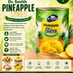 Dr. Smith Pineapple Slices 850g Can – Premium Sweet Pineapple Rings in Syrup, Ready to Eat