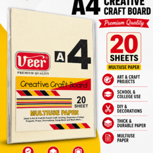 Veer Premium Quality A4 Creative Craft Board with 20 multicolour sheets for art, craft, school projects, DIY decorations, and office use.